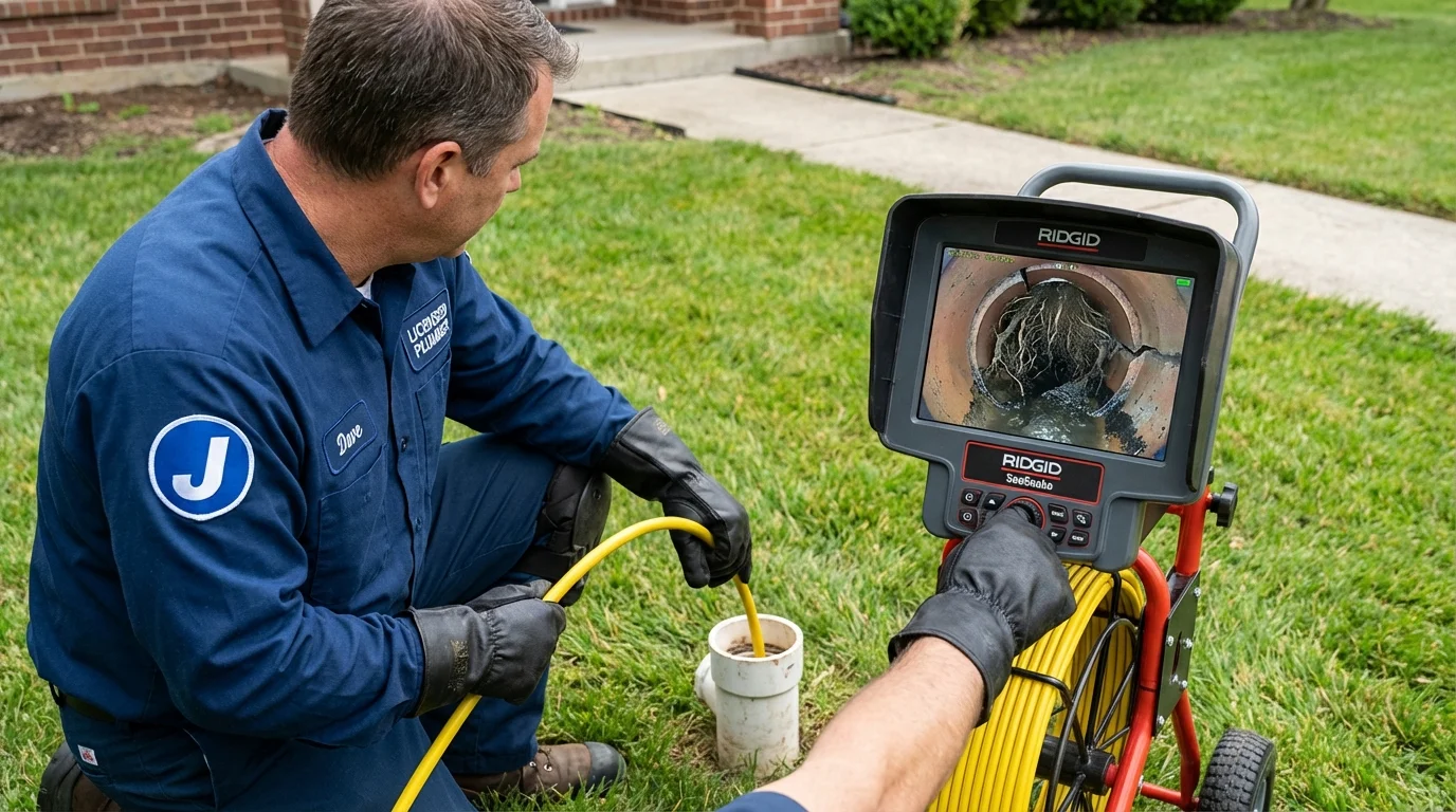 Sewer camera inspection being performed by Johns Plumbing LLC in Columbus